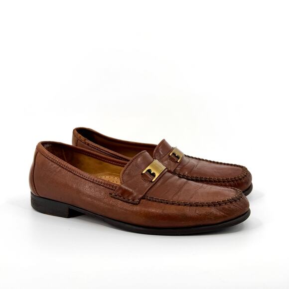 Vintage 80s Bally Italian Brown Leather Ruvera Gold Bit Loafers main image 5